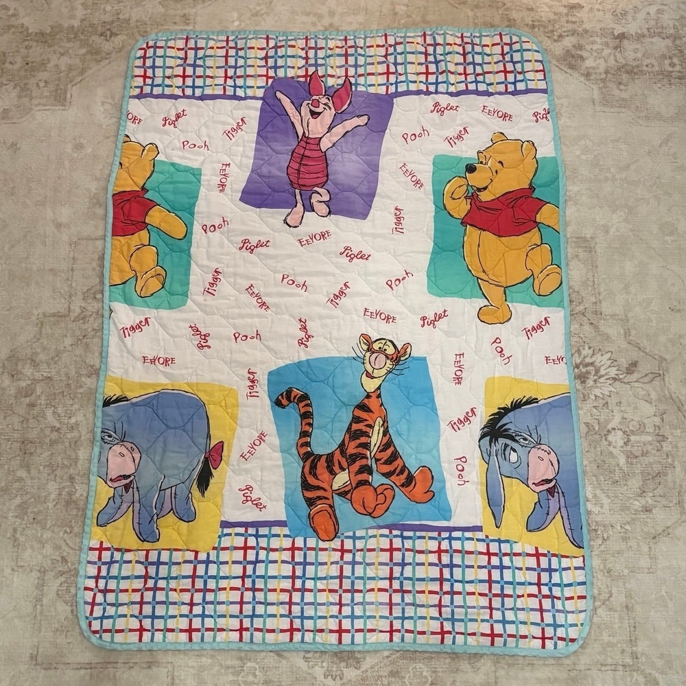 Vintage Late 1990's Disney Winnie The Pooh Baby Blanket